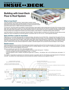 Click here to open the Insul-Deck Technical Summary Manual for Concrete Deck Forming Systems and Suspended Concrete Slab Construction for GA